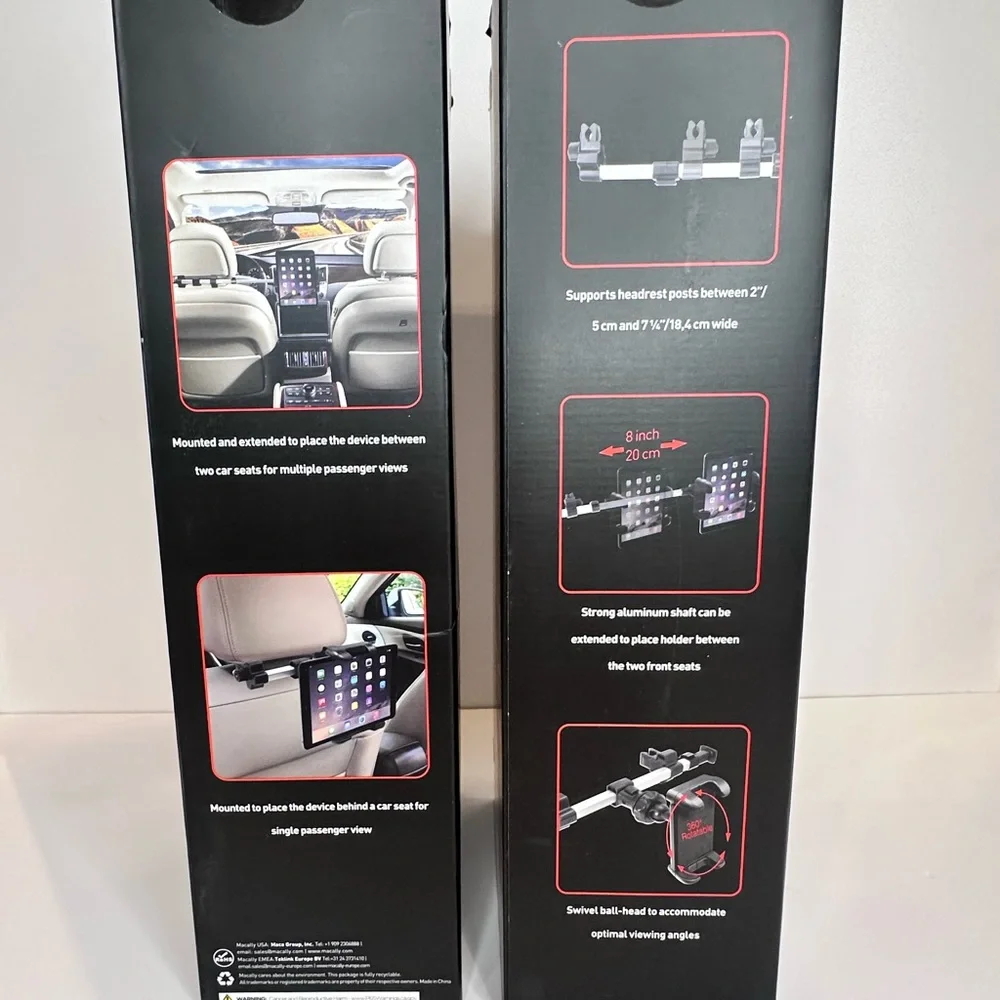 NEW MACALLY Dual Position Car Seat Cell Phone/Tablet Headrest
